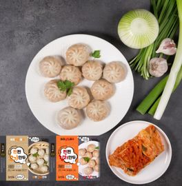 [chewyoungroo] 1 pack of steamed meat dumplings + 1 pack of kimchi dumplings (microwave safe)_Meat dumplings, kimchi dumplings, microwave oven, quenching roux, easy cooking _made in korea